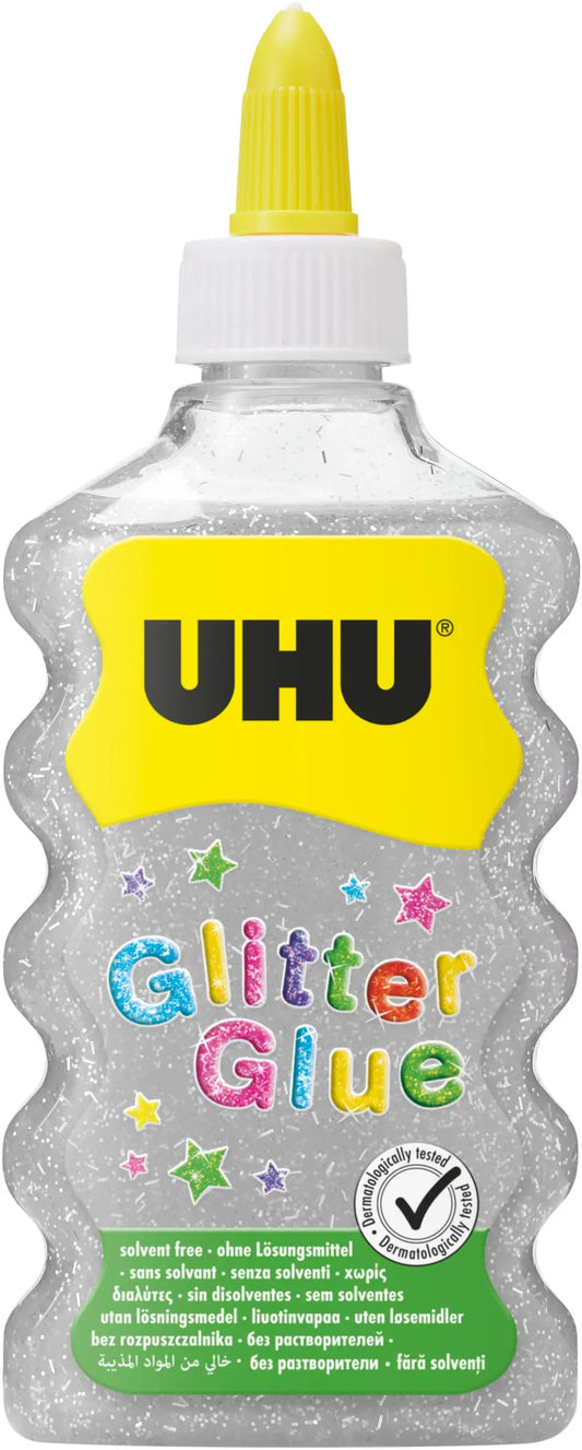 UHU Glitter Glue Maxi 510572 silber, 185g Idealshop