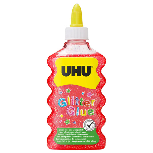 UHU Glitter Glue Maxi 510574 rot, 185g Idealshop
