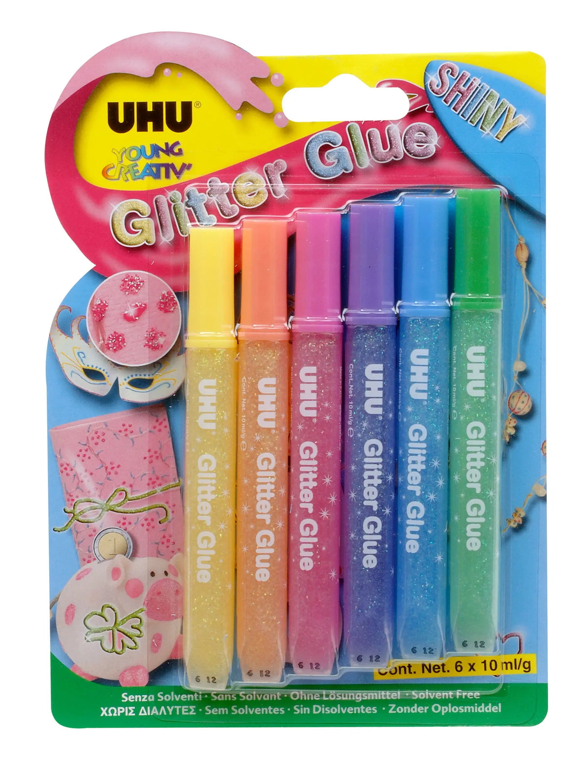 UHU Glitter Glue Shiny 39110 6 Stück Idealshop