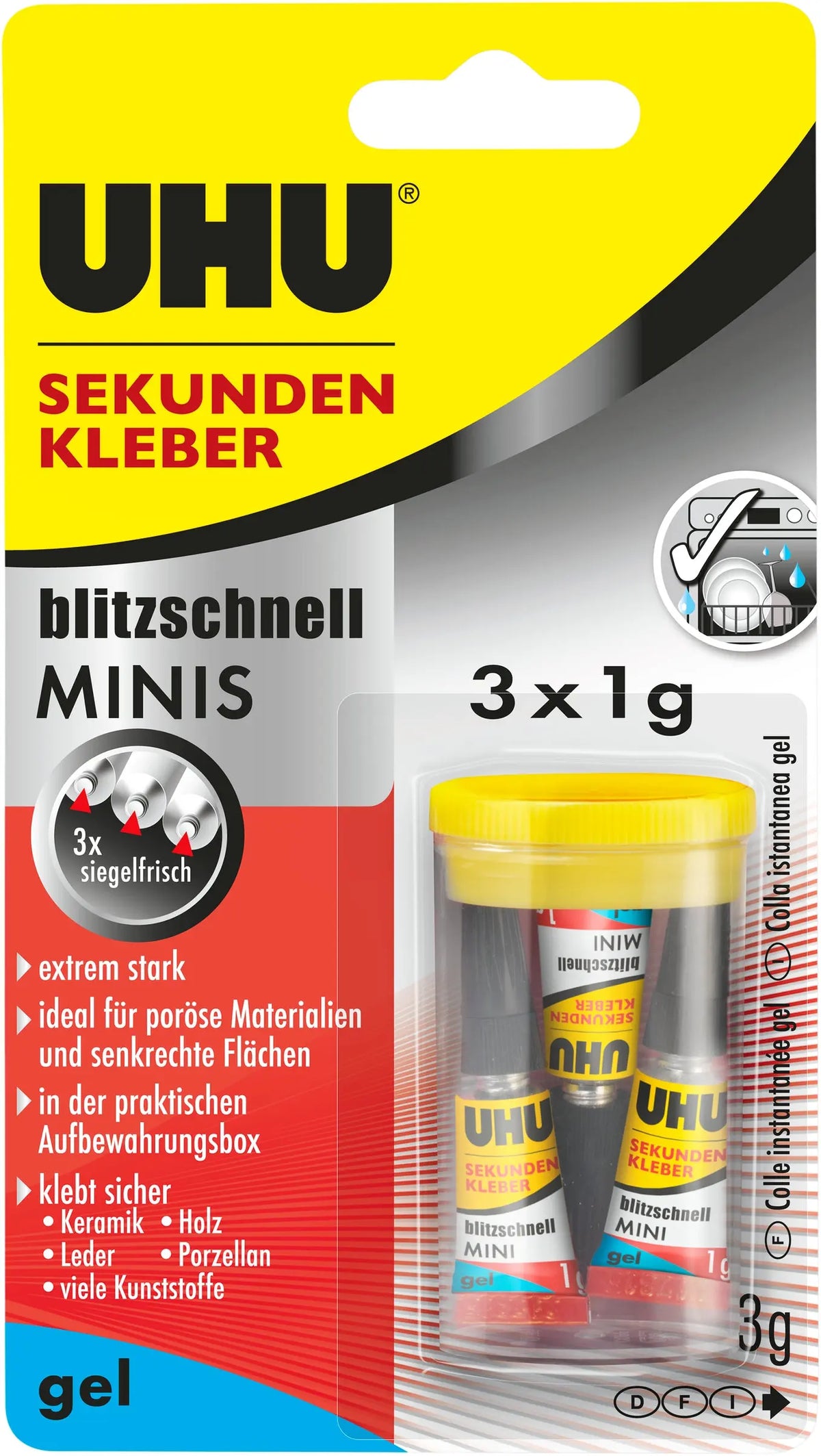 UHU Sekundenkleber 33155 gel, MINIS 3 x 1g Idealshop