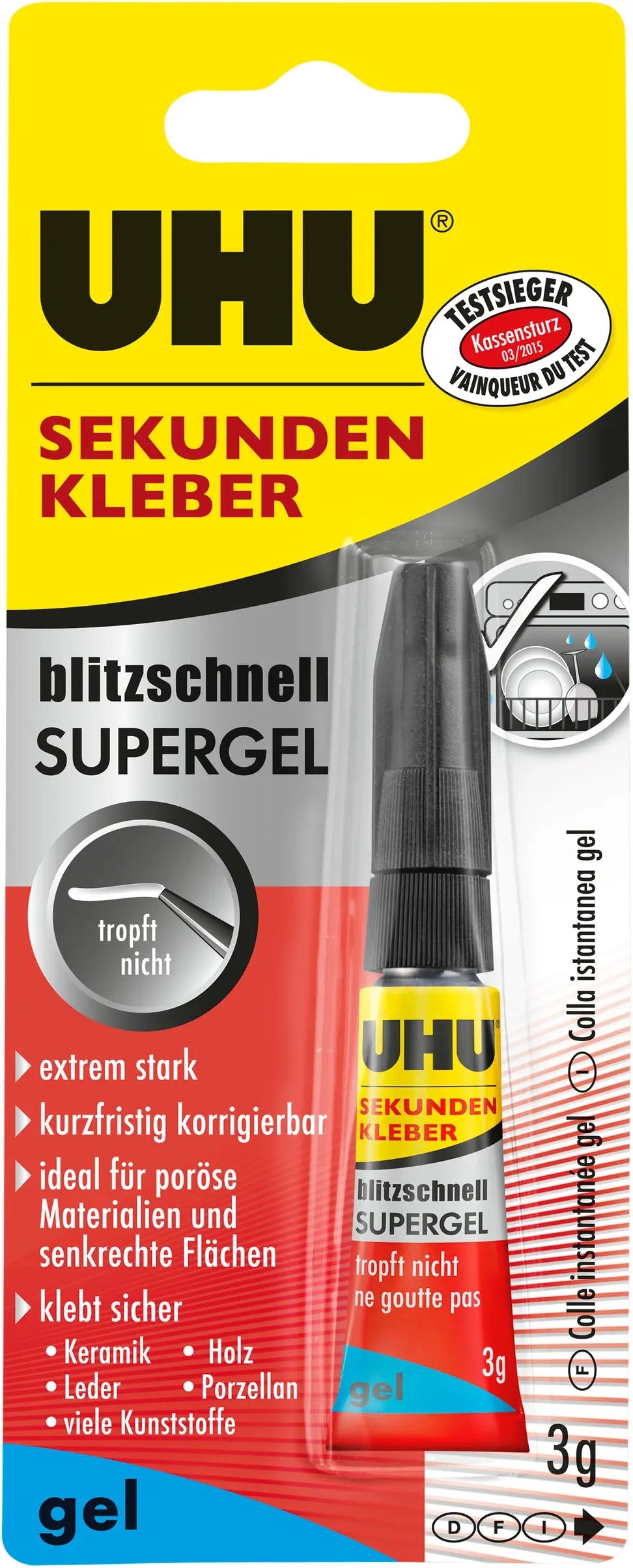 UHU Sekundenkleber 9000022 Supergel 3g Idealshop