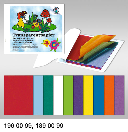 URSUS Transparentpapier 14×24cm 1960099 42g, 10 Farben ass. Idealshop
