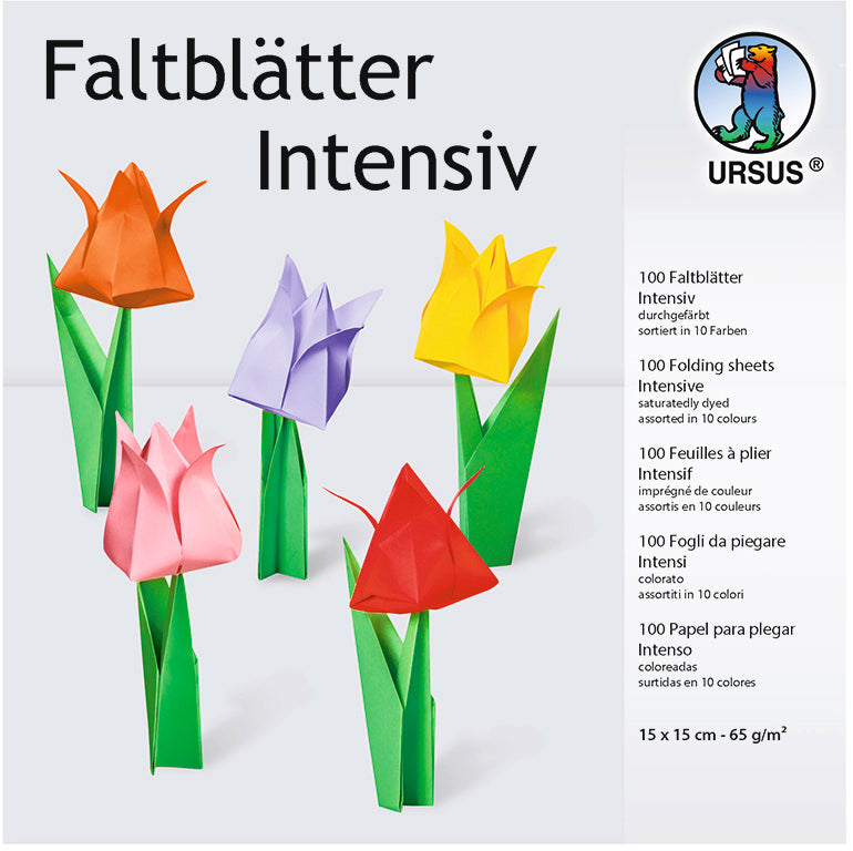 URSUS Faltblätter Origami 15×15cm 2835599 10 Farben ass. 100 Blatt Idealshop