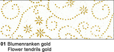 URSUS     Glitterseide Blumenranken gold