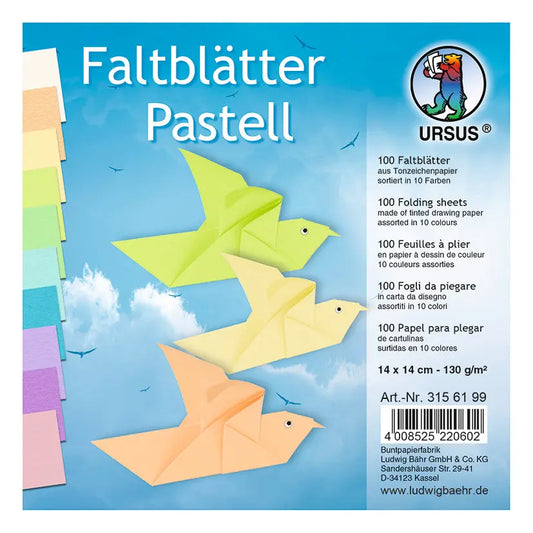 URSUS Faltblätter Origami 14×14cm 3156199 Pastell-Farben ass. 100 Blatt Idealshop