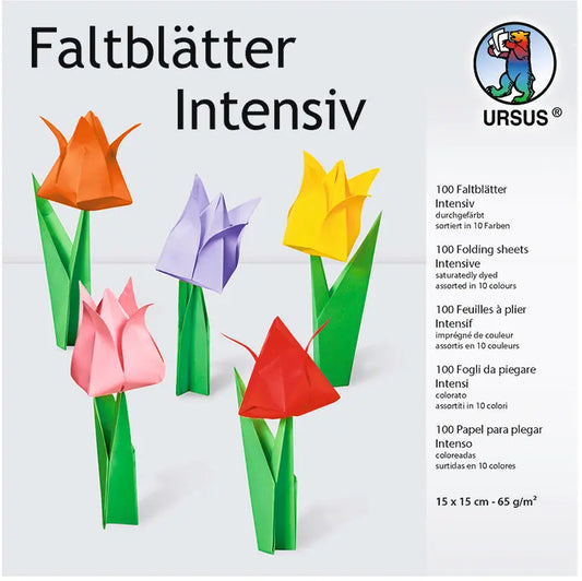URSUS Faltblätter Origami 15×15cm 2835599 10 Farben ass. 100 Blatt Idealshop