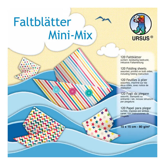 URSUS Faltblätter Origami 15×15cm 3005599F Mini Mix ass. 120 Blatt Idealshop