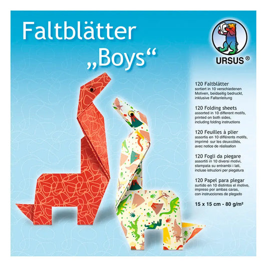 URSUS Faltblätter Origami 15×15cm 38025599F Designs Boys ass. 120 Blatt Idealshop