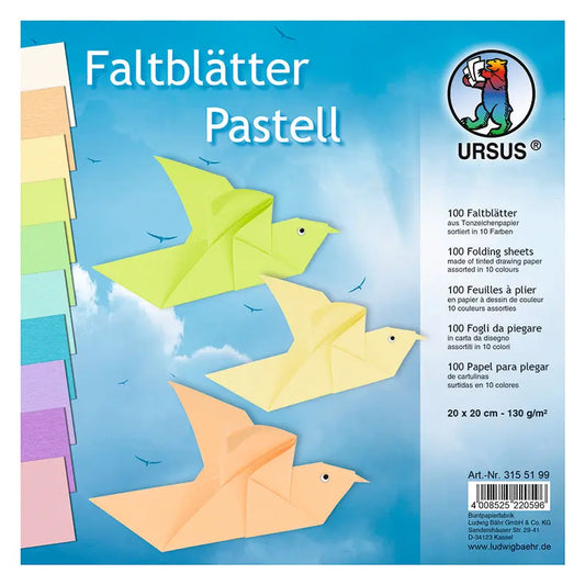 URSUS Faltblätter Origami 20×20cm 3155199 Pastell-Farben ass. 100 Blatt Idealshop