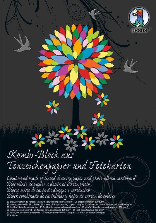 URSUS Kombi-Block 23x33cm 7770000SE 130g+300g, 25 Farben 50 Blatt Idealshop