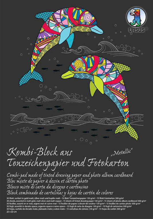URSUS Kombi-Block 23x33cm 7770098SE 130g+300g, 25 Farben 30 Blatt Idealshop
