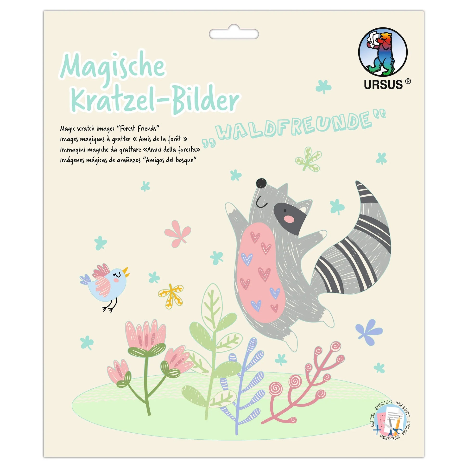 URSUS Magische Kratzel-Bilder 24560003F Waldfreunde, 21x21cm Idealshop