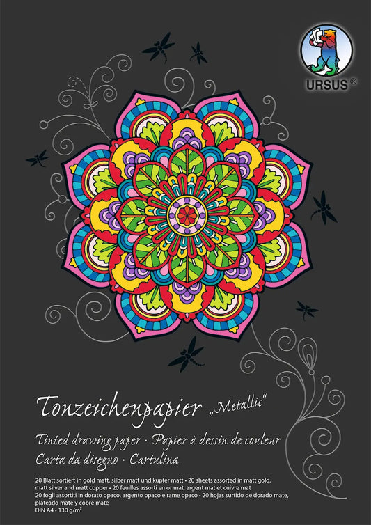 URSUS Tonzeichenpapier-Block A4 2134698SE 130g, metallic ass. 20 Blatt Idealshop