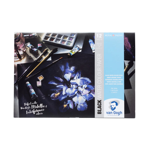 VAN GOGH Aquarellpapier A4 94170002 schwarz, 360g 12 Blatt Idealshop