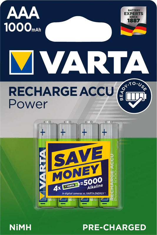 VARTA Batterie Akku 5703301404 R2U, AAA/HR03, 1000 mAh, 4 S. Idealshop