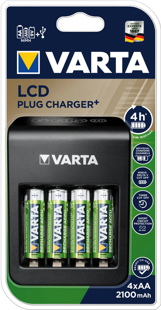 VARTA LCD Plug Charger 56706 57687101441 avec 4x AA, 2100mAh Idealshop
