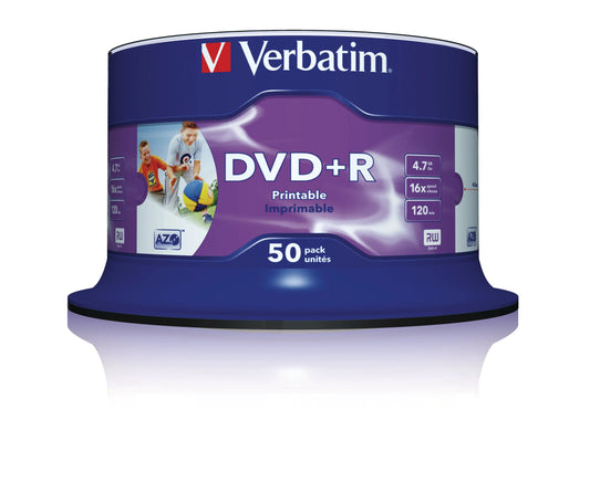 VERBATIM DVD+R Spindle 4.7GB 43512 1-16x print wide 50 Pcs Idealshop