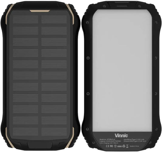VINNIC Solar Powerbank 10'000 mAh VPSPB-FL10 w/Full LED Panel Idealshop