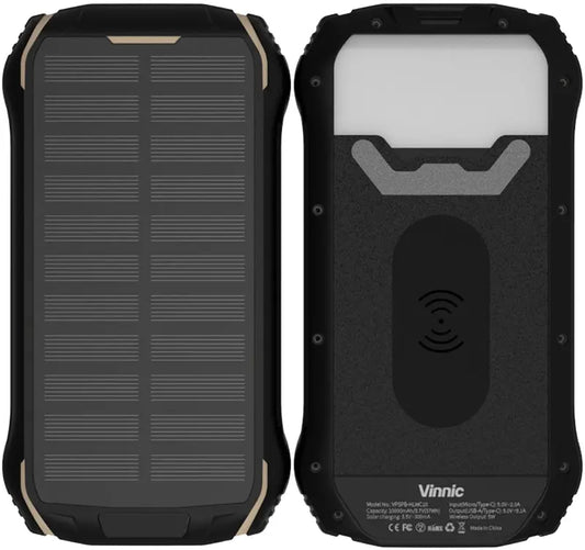 VINNIC Solar Powerbank 10'000 mAh VPSPB-HLWC10 w/LED Panel,Wireless Charg. Idealshop