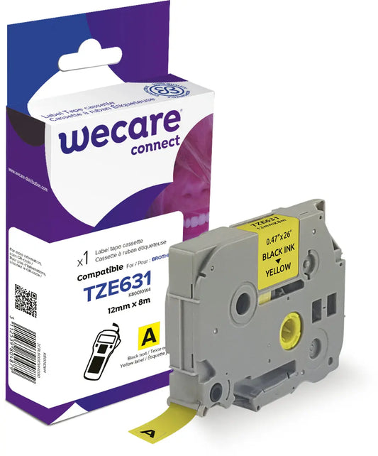 WECARE Band, laminiert schwarz/gelb Tze-631WE ersetzt Ptouch Tze-631 12mm Idealshop
