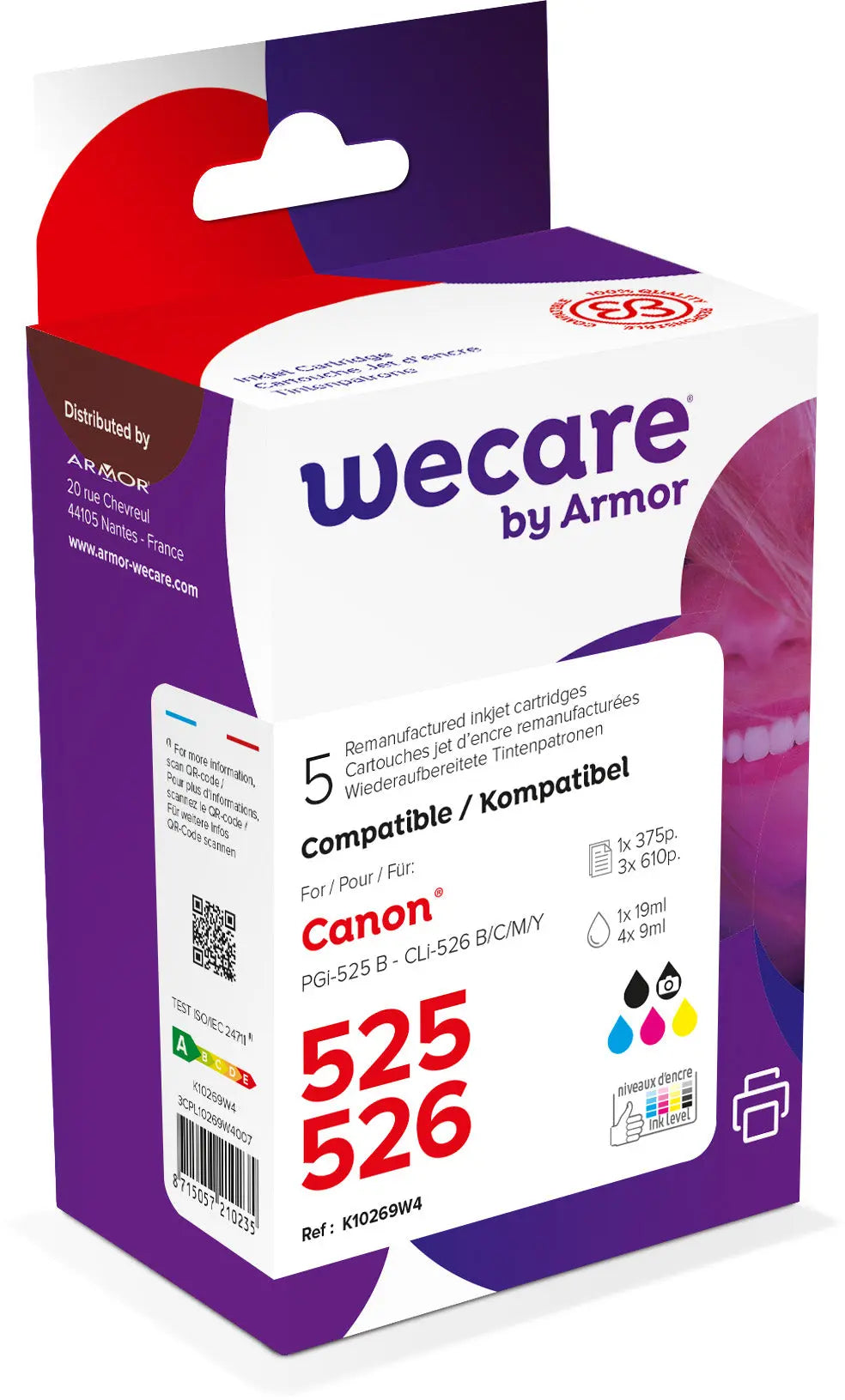 WECARE Multi rebuilt 525/526 BKCMY CLI-526PACKWE z.Canon PIXMA iP 4850 19/4x9ml Idealshop