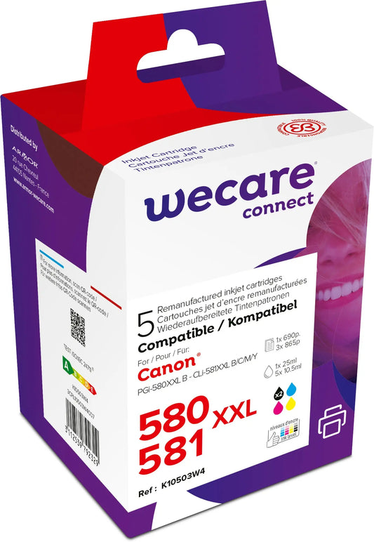 WECARE Multipack XXL rebuilt BKCMY CLI-581XXLPACKWE zu Canon Pixma TS6150 25ml Idealshop