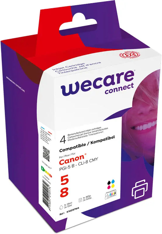 WECARE Multipack rebuilt BKCMY PGI5/CLI8WE z.Canon PIXMA iP5200 26/3x13ml Idealshop