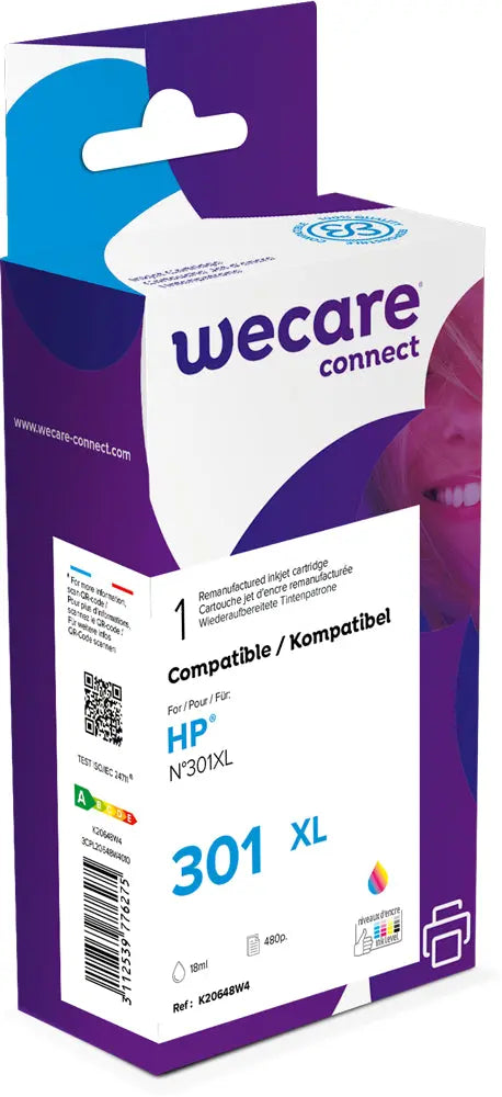 WECARE Tinte 301XL rebuilt color CH564EEWE zu HP DeskJet 2050 18ml Idealshop