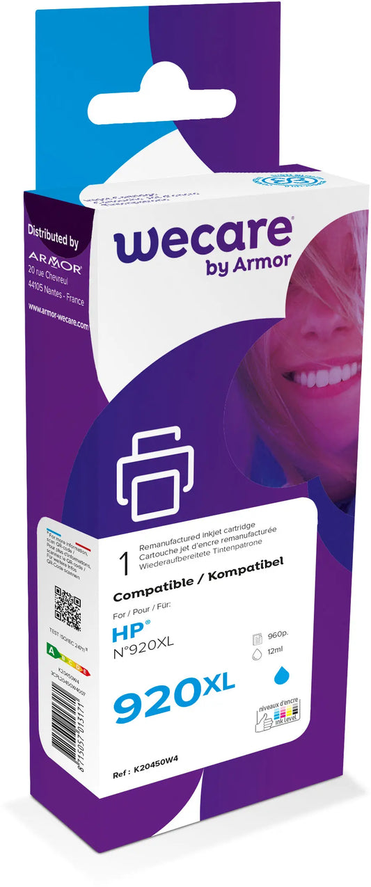 WECARE Tinte 920XL rebuilt cyan CD972AEWE zu HP OfficeJet 6500 12ml Idealshop