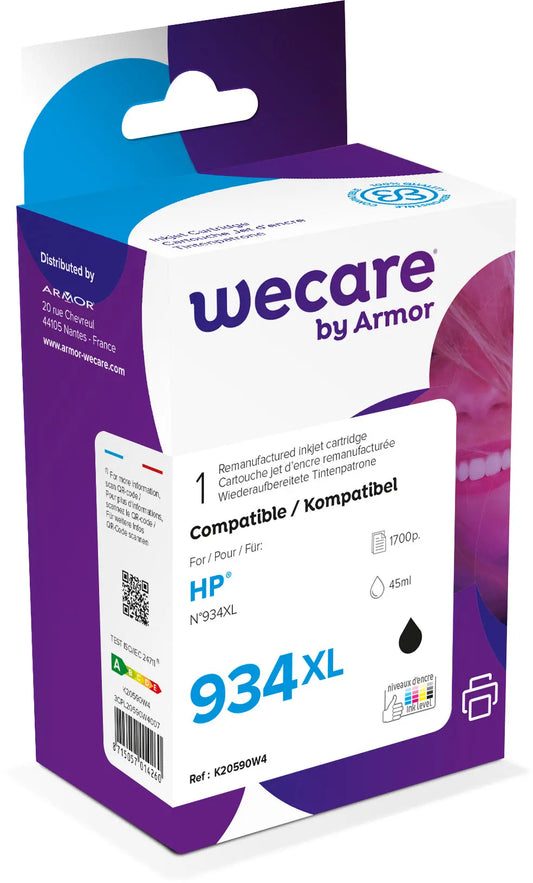 WECARE Tinte 934XL rebuilt schwarz C2P23AEWE zu HP OJ Pro 6230 45ml Idealshop