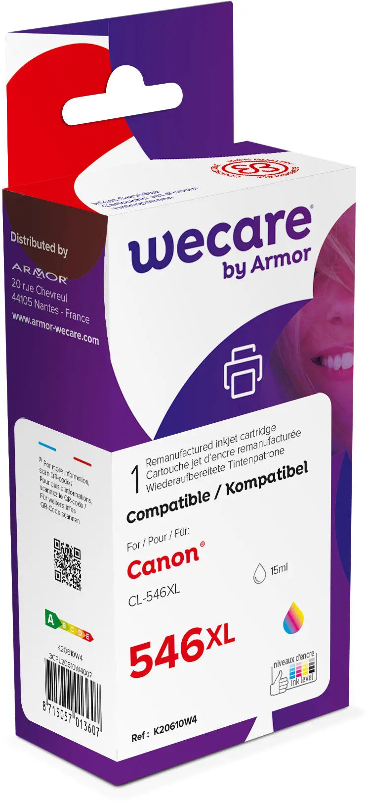 WECARE Tinte XL rebuilt color CL-546XLWE zu Canon PIXMA MG 2450 15ml Idealshop