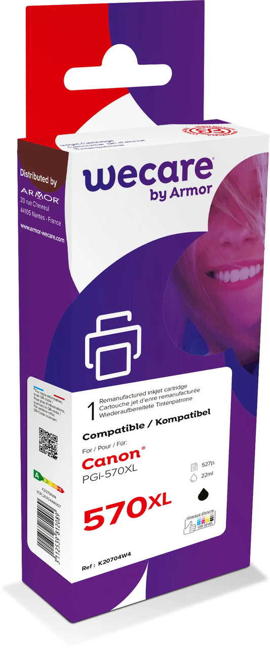 WECARE Tinte XL rebuilt schwarz PGI-570XLPGBWE zu Canon PIXMA MG5750 25ml Idealshop