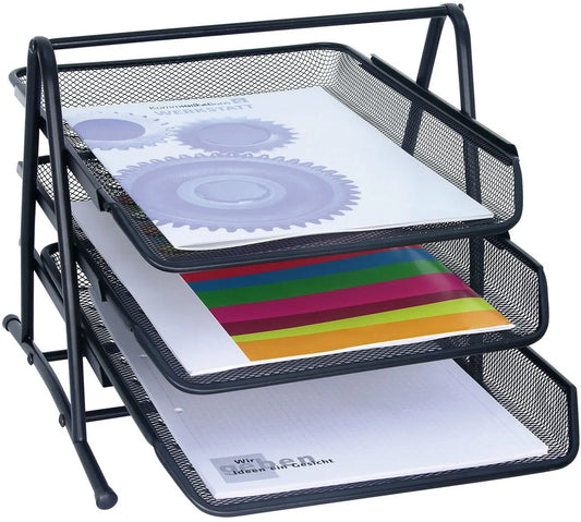 WEDO Briefablage OFFICE Metall 65801 3 Fächer 35x27x30cm schwarz Idealshop