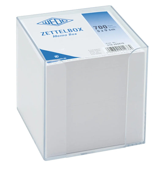 WEDO Zettelbox 9x9cm 270265016 transp. 700Bl. weiss Idealshop