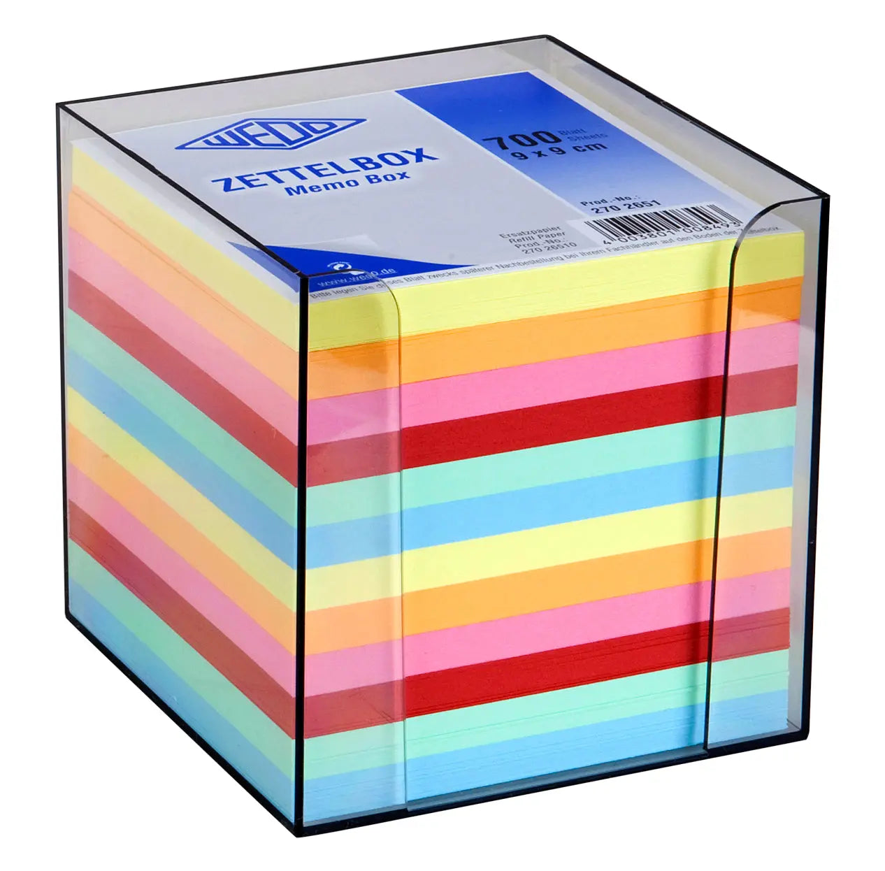 WEDO Zettelbox 9x9cm 2702651 rauchglas inkl. 700Bl. Ass. Idealshop