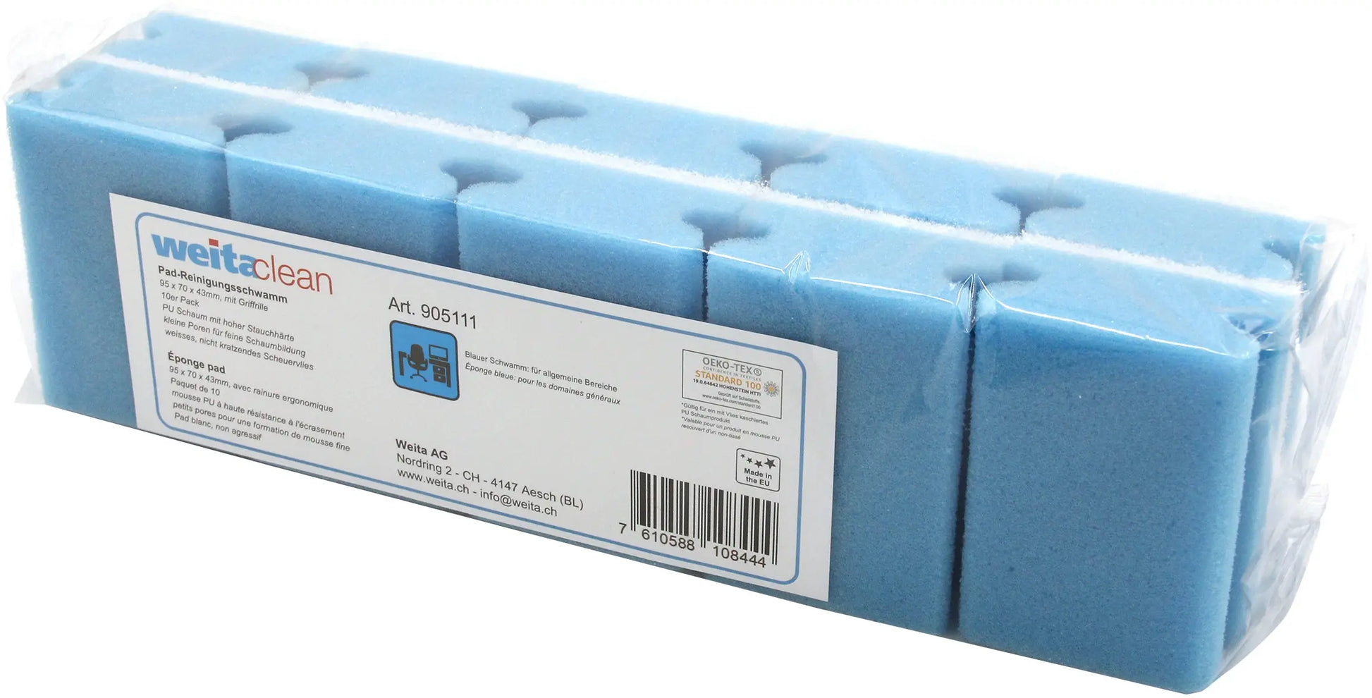 WEITACLEAN Padschwamm 95x70x43mm 5028020 blau, kratzfrei 10 Stück Idealshop