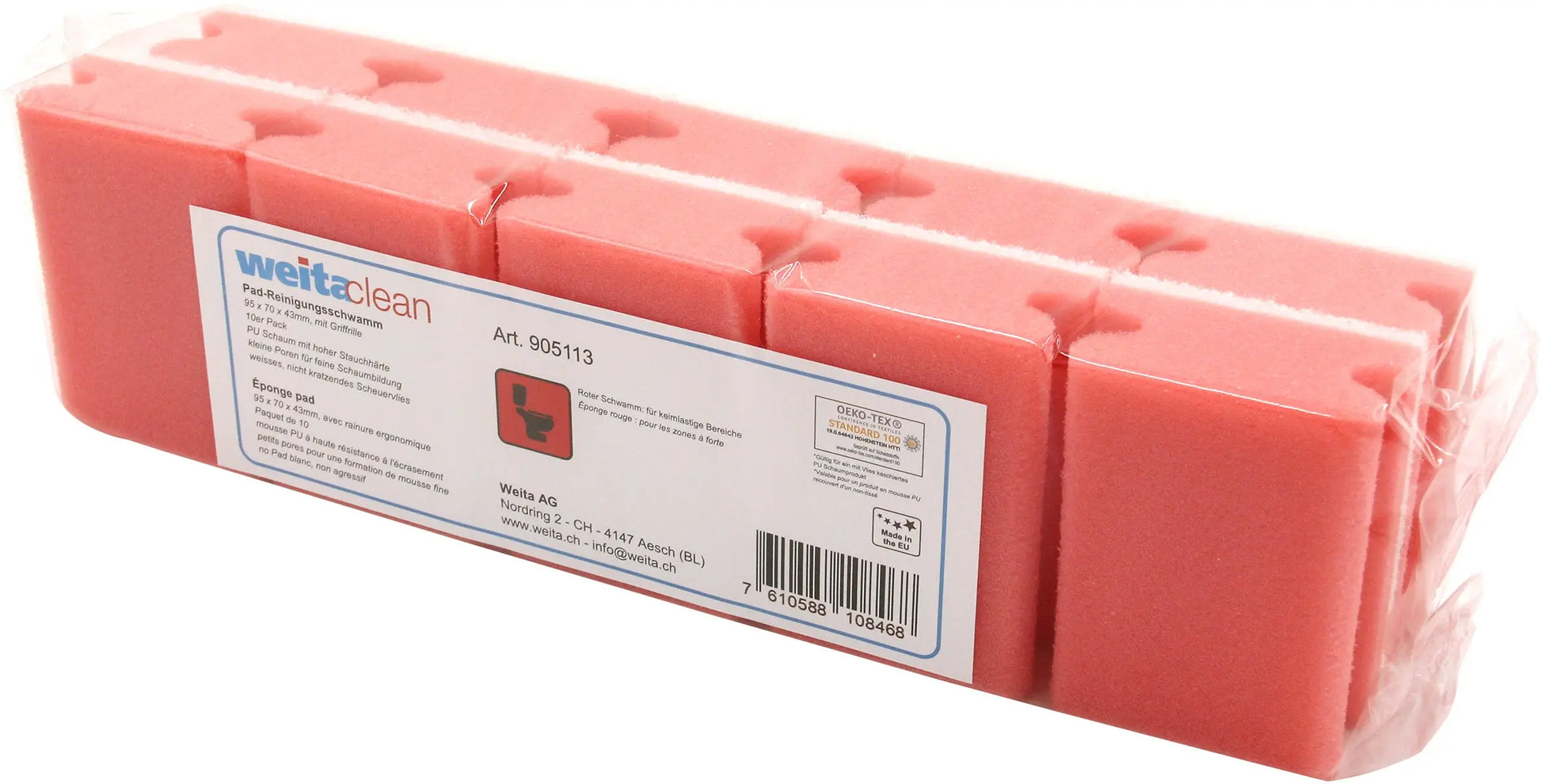 WEITACLEAN Padschwamm 95x70x43mm 5028031 rot, kratzfrei 10 Stück Idealshop