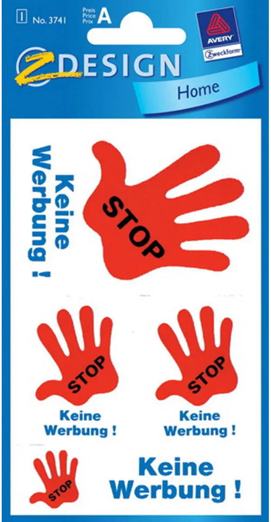 Z-DESIGN Hinweis-Schild 76x120mm 3741 STOPP KEINE WERBUNG 5 St. Idealshop
